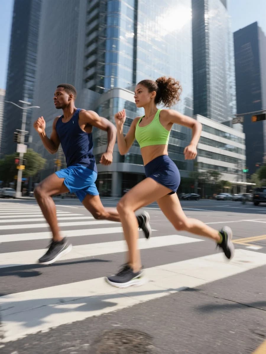A group running together outdoors