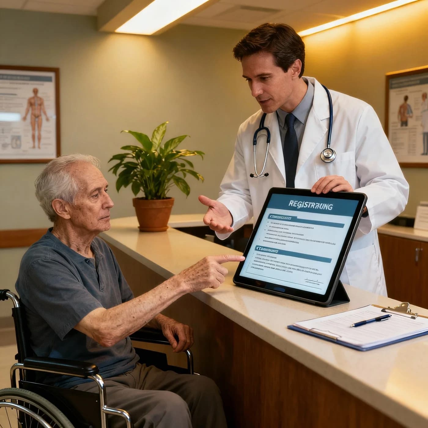 A clinician discussing remote care with a patient