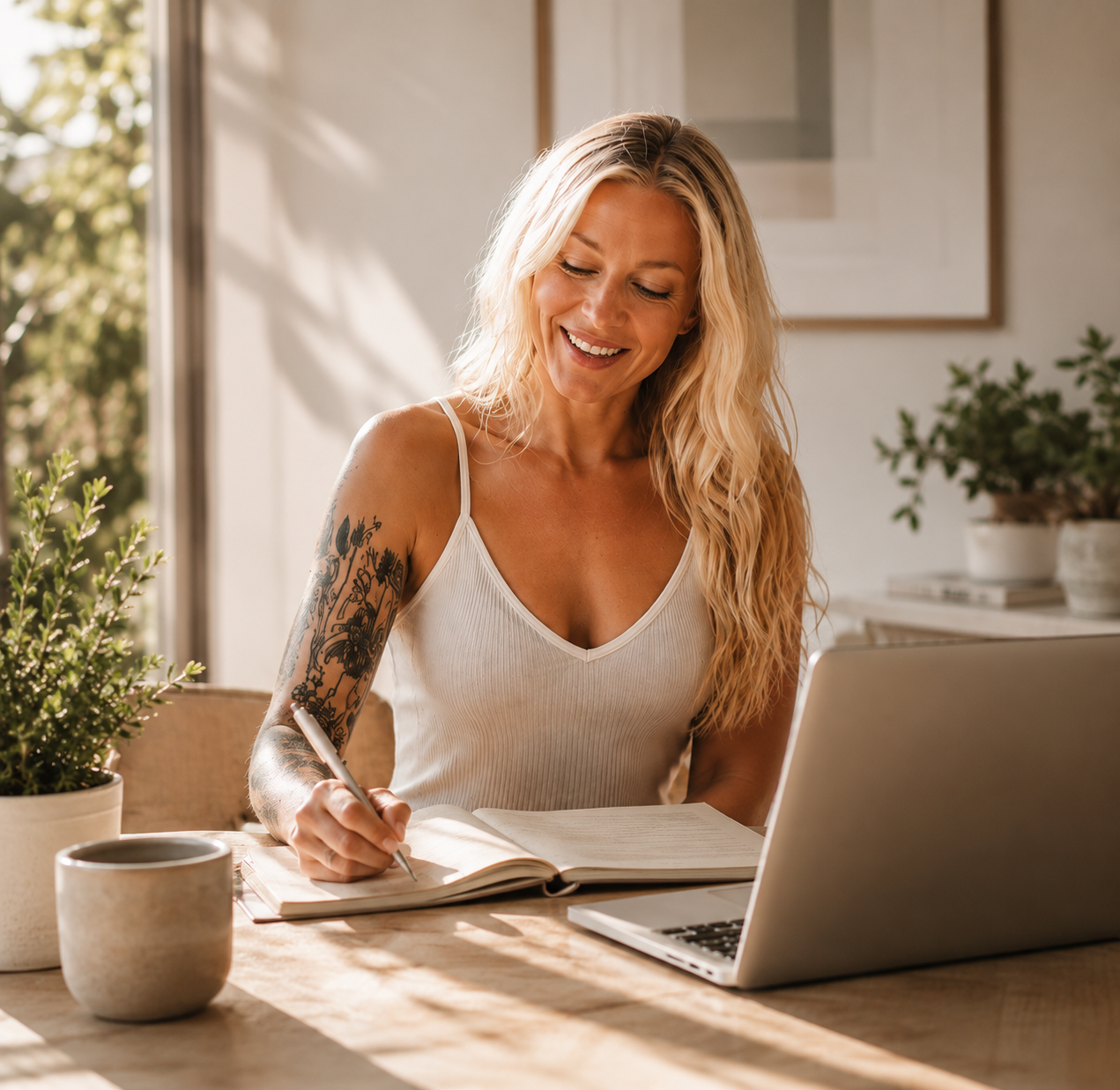 Woman reviewing her personalized care plan at home